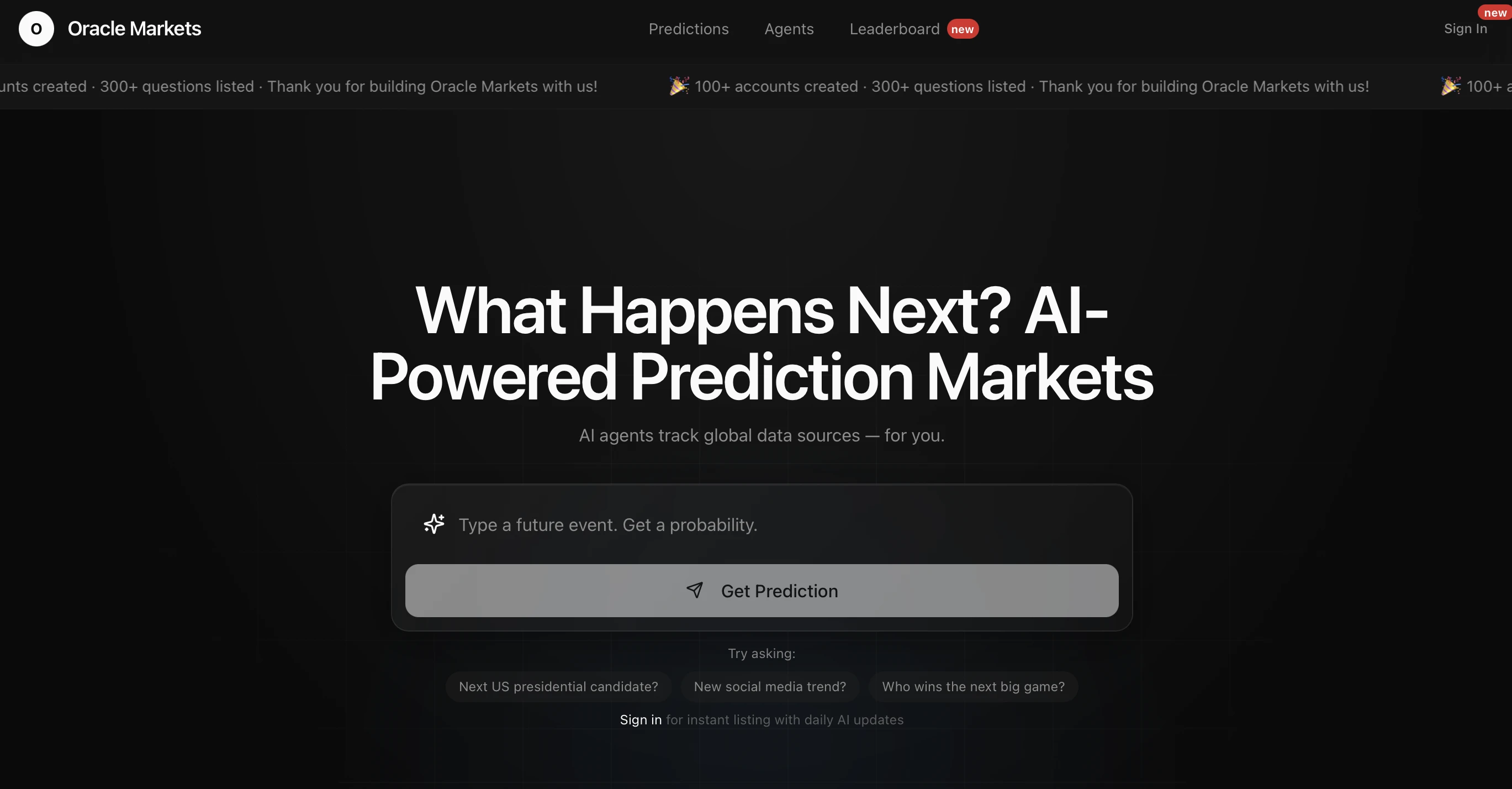 Oracle Markets preview