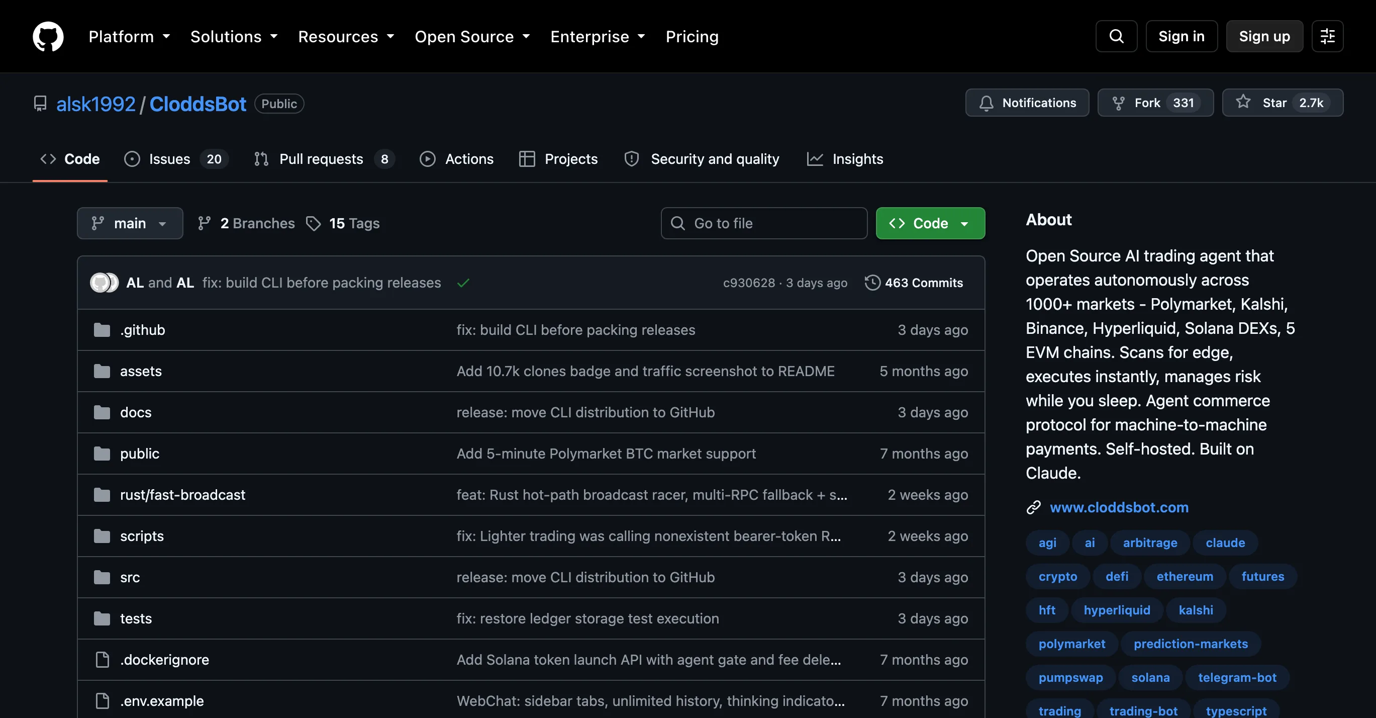 CloddsBot screenshot 2